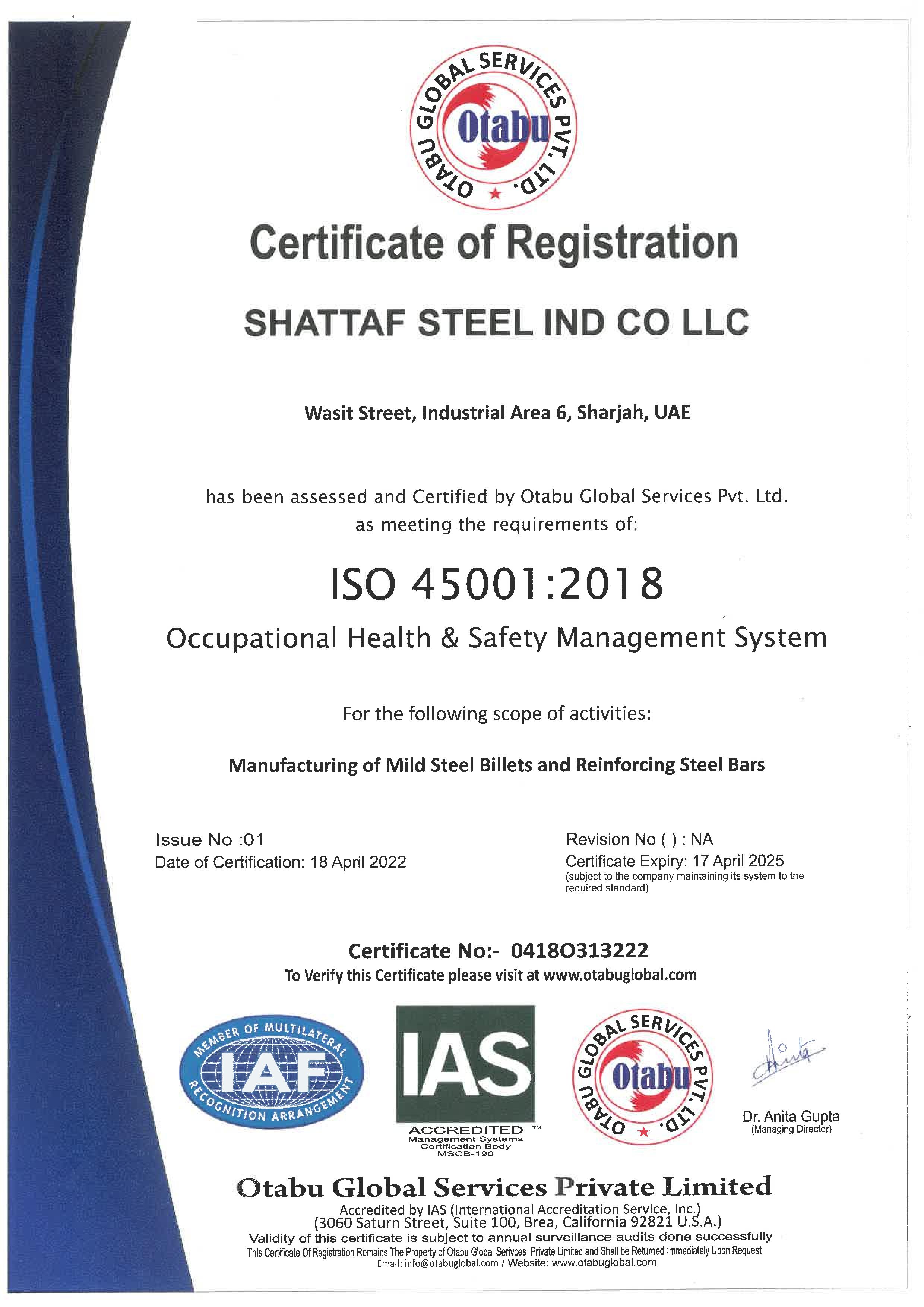 ISO 45001:2018 – Occupational Health & Safety Management System
